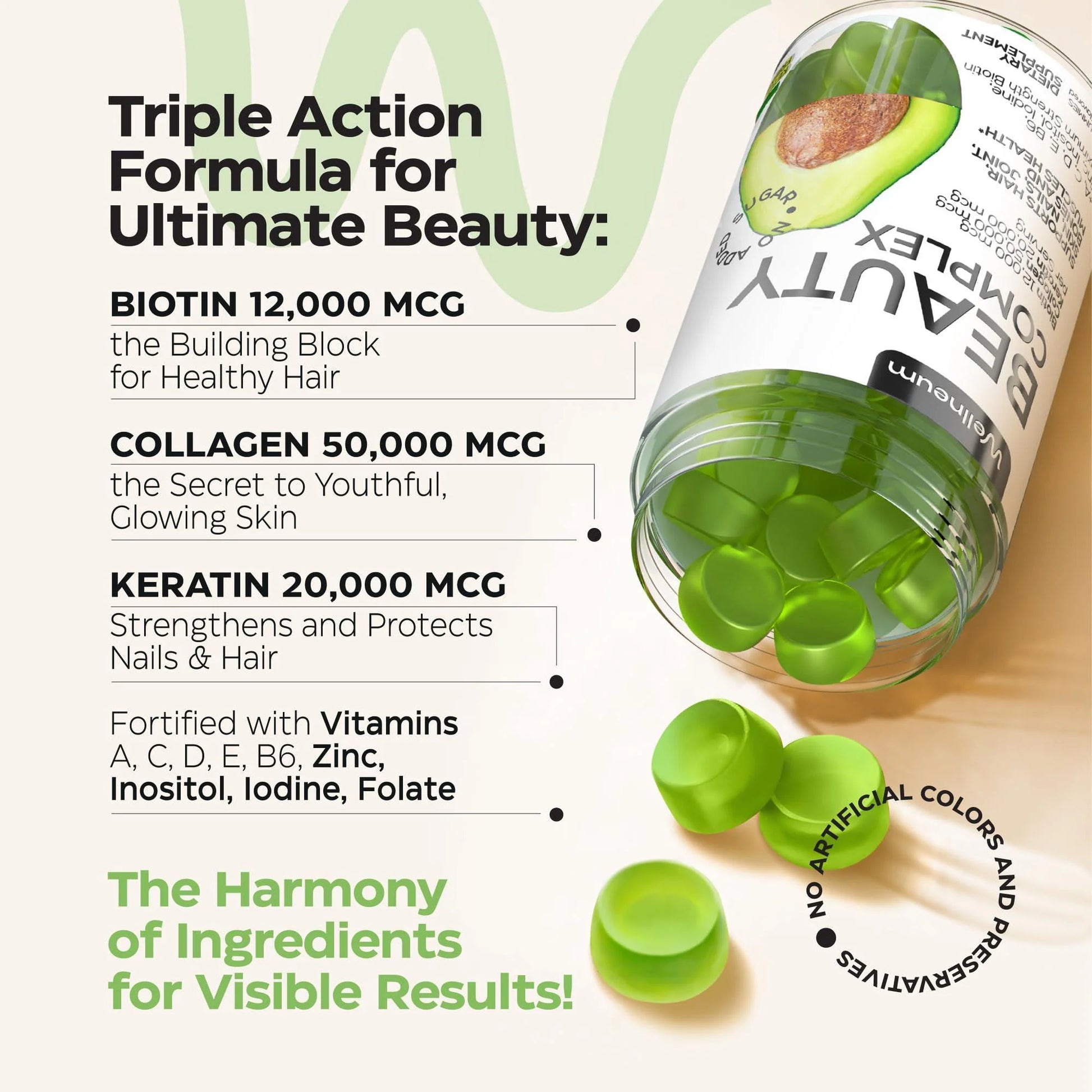 Biotin and Collagen Peptide Gummies 2pk