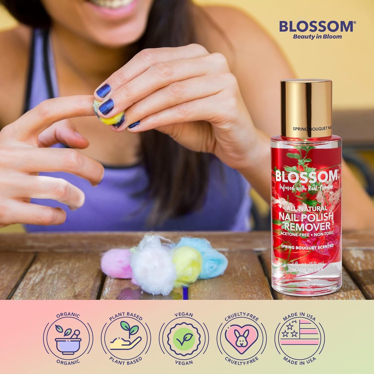 Acetone Free Nail Polish Remover, Organic Plant-Based