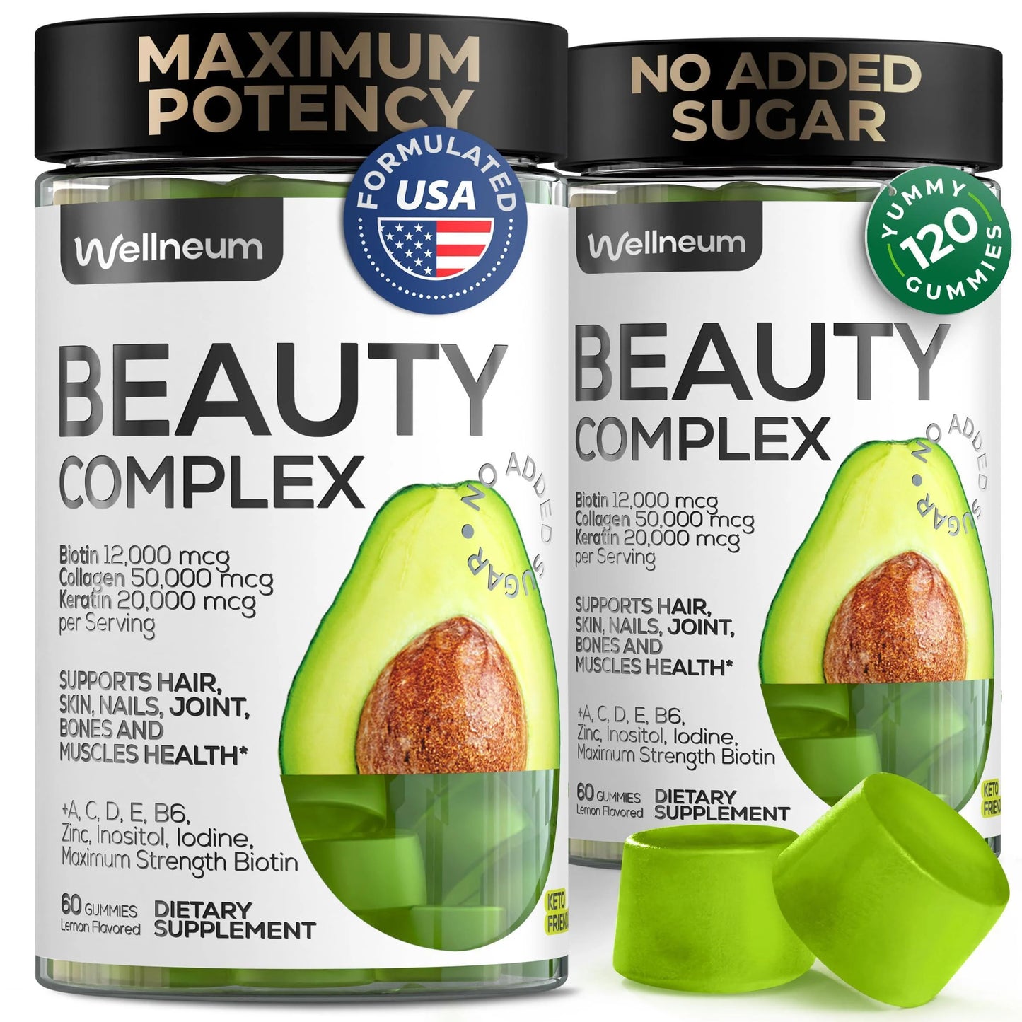 Biotin and Collagen Peptide Gummies 2pk
