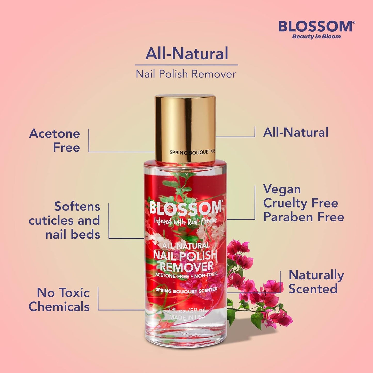 Acetone Free Nail Polish Remover, Organic Plant-Based
